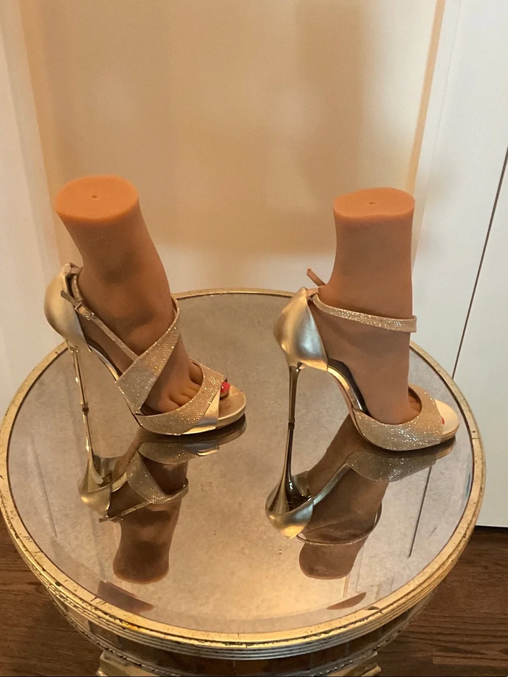 Jimmy Choo Gold Glitter Open-Toe Ankle-Strap Heels